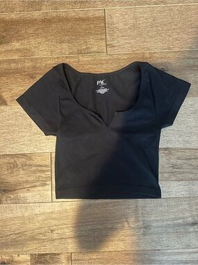 PacSun Black Ribbed Notch Neck Crop Top